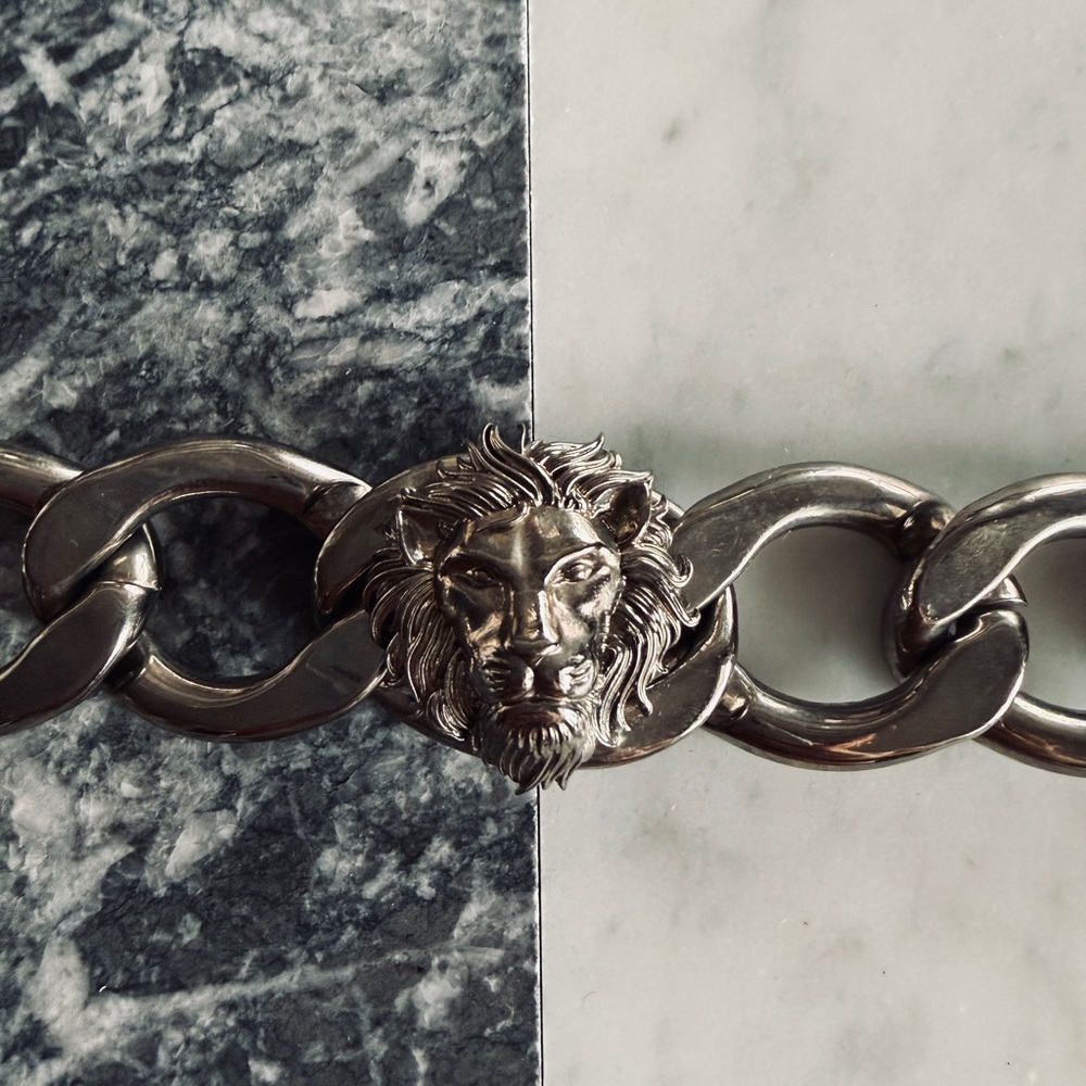 Versus Versace Gunmetal Lion Head Bracelet
